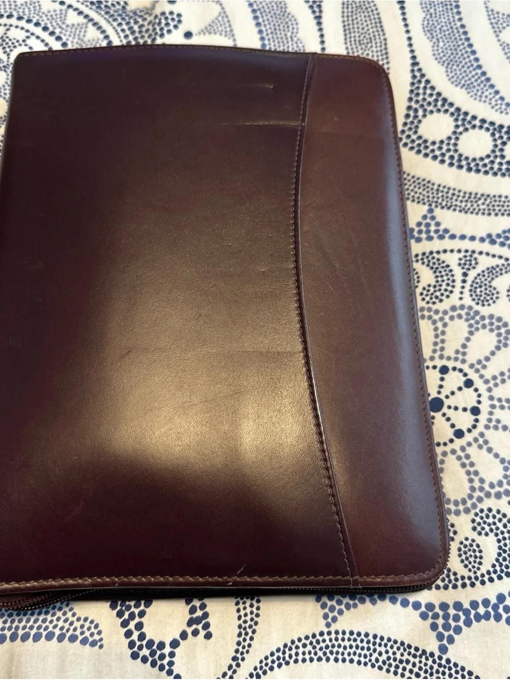 Day Runner Classic Genuine Leather 3-Ring Planner Organizer Burgundy Full Zipper